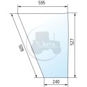 Vitre de porte inférieure claire pour tracteurs Fendt