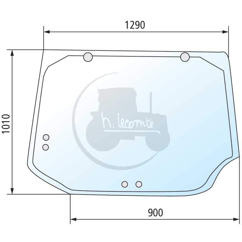 Vitre arrière teintée vert pour tracteurs Case IH et New Holland