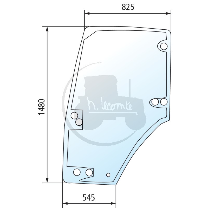 Vitre de porte gauche teintée vert pour tracteurs Case IH et New Holland
