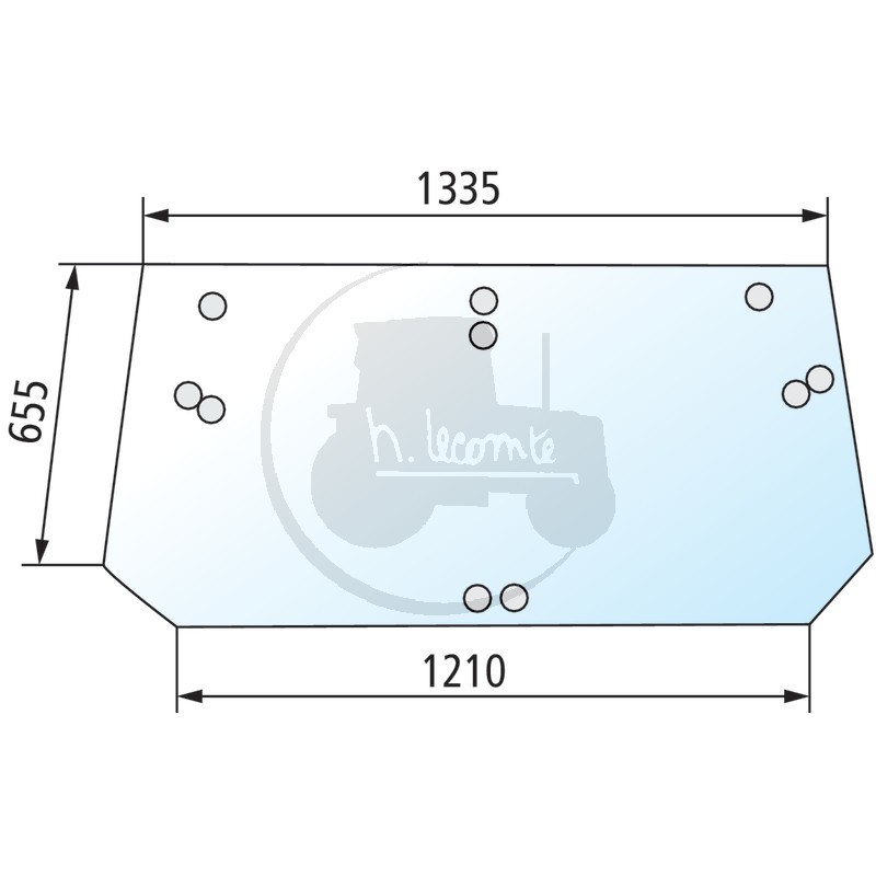Vitre arrière teintée vert avec essuie-glace pour tracteurs Case IH New Holland