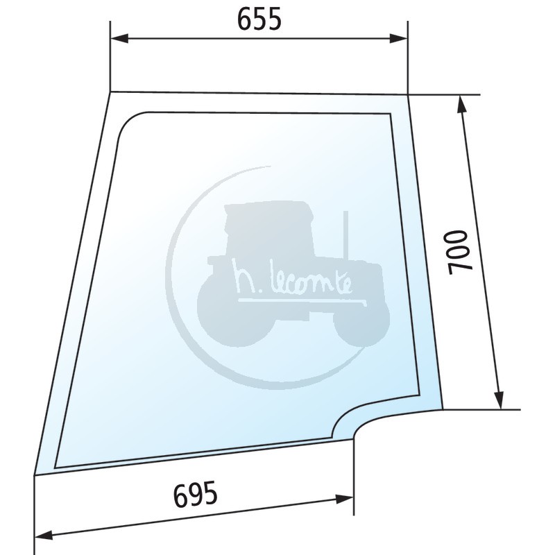Vitre de porte supérieure gauche claire pour tracteurs Case IH et New Holland