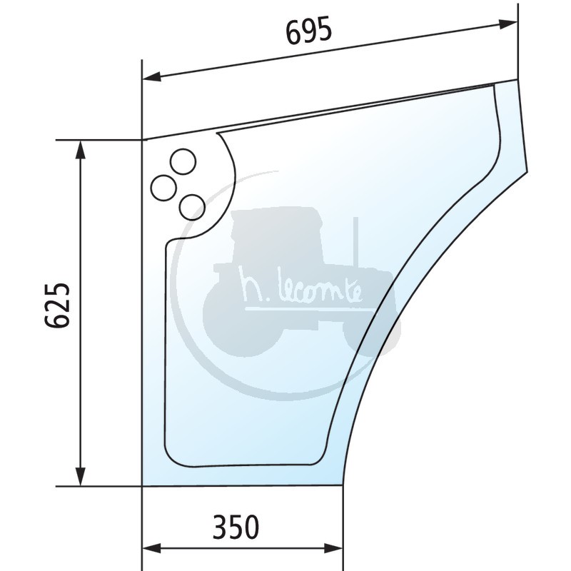 Vitre de porte inférieure gauche claire pour tracteurs Case IH et New Holland
