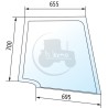 Vitre de porte supérieure droite claire pour tracteurs Case IH, New Holland et Steyr
