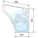 Vitre de porte inférieure droite claire pour tracteurs Case IH, New Holland et Steyr