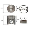 PISTON TURBO complet majoré +0.5 mm pour tracteurs CASE IH