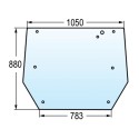 Vitre arrière 8 trous claire pour tracteurs Massey-Ferguson et Valtra-Valmet
