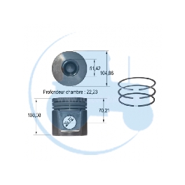 PISTON AVEC SEGMENTSN pour tracteurs MASSEY-FERGUSON 